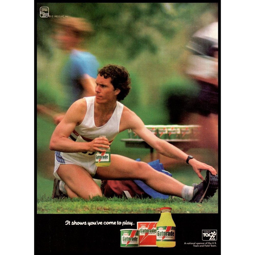 1983 Gatorade Sports Drink Vintage Print Ad Runner Track and Field Wall Art